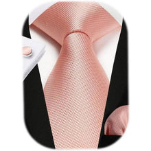 Herren Krawatten-Set mit Einstecktuch & Manschettenknöpfen, Paisley Rosa
