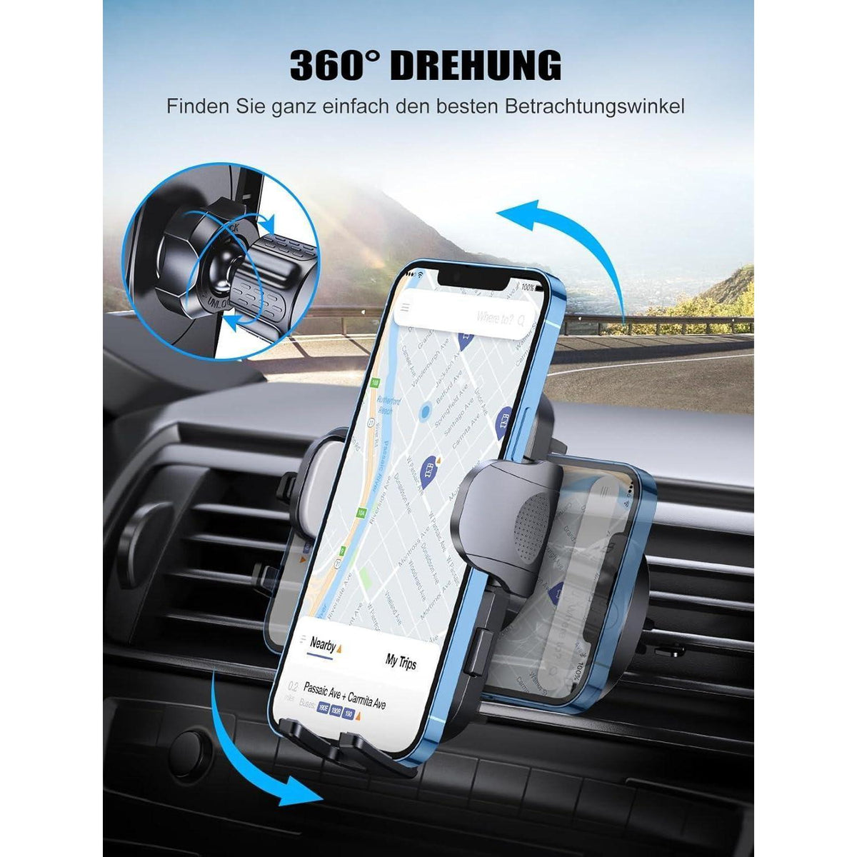 Handyhalterung Auto Lüftung – 360° Drehbar & Sicher