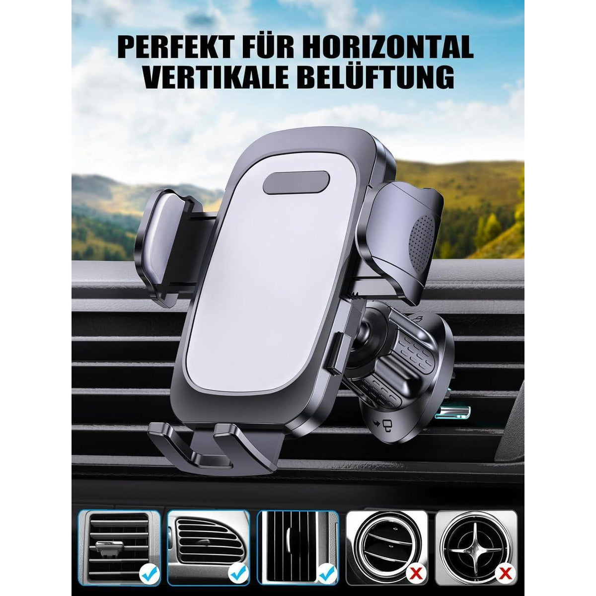 Handyhalterung Auto Lüftung – 360° Drehbar & Sicher