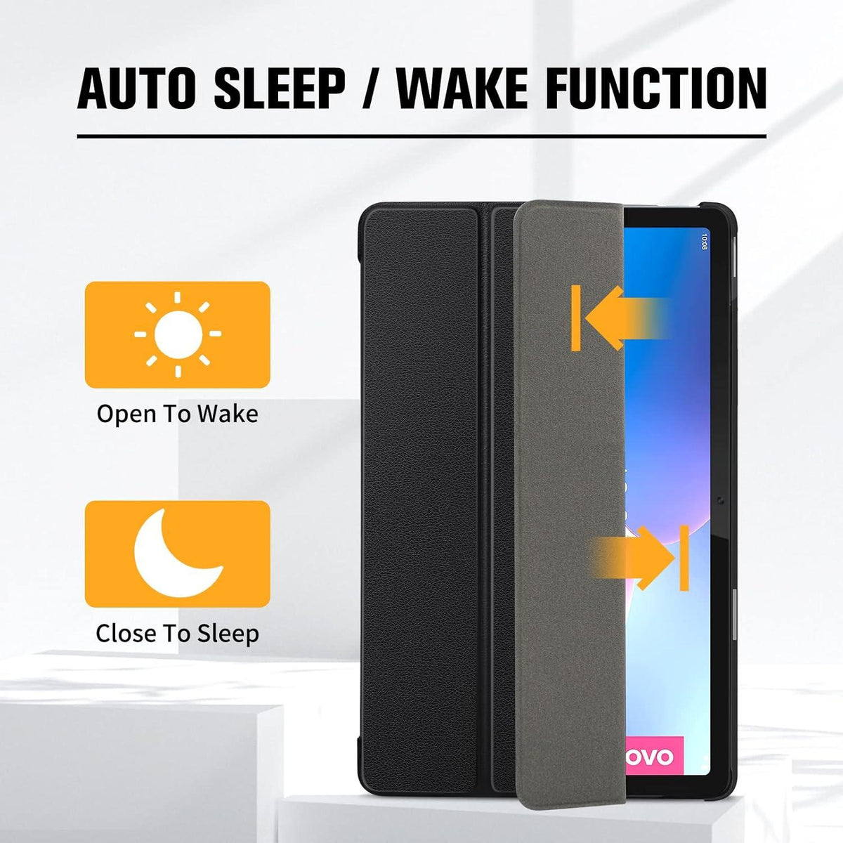 Smart Schutzhülle für Lenovo Tab M10 10,1 Zoll mit Ständer & Auto Sleep/Wake - Schwarz