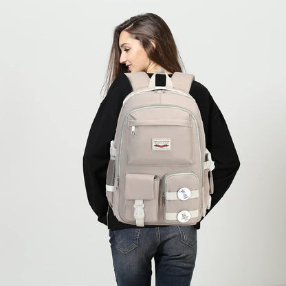 Makukke Damen Rucksack Schulrucksack Mädchen Teenager Anime Bookbag Grau