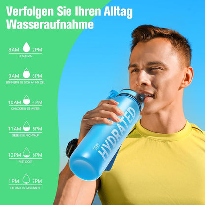 Trinkflasche Sport BPA-frei Tritan Auslaufsicher 1L Blau Soda 32oz