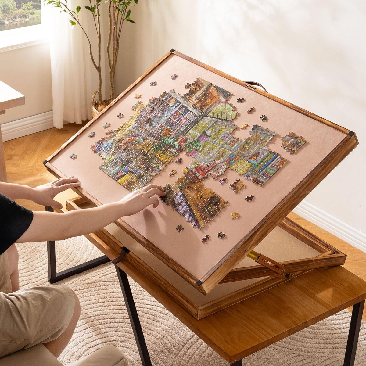 2-in-1 Puzzlebrett höhenverstellbar 1000 & 1500 Teile Holz