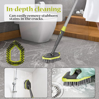 2-in-1 Schrubber mit langem Griff und Scheuerschwamm, Bad