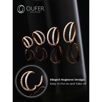 Helix Ring mit Zirkonia, 20G Rosegold, 10mm