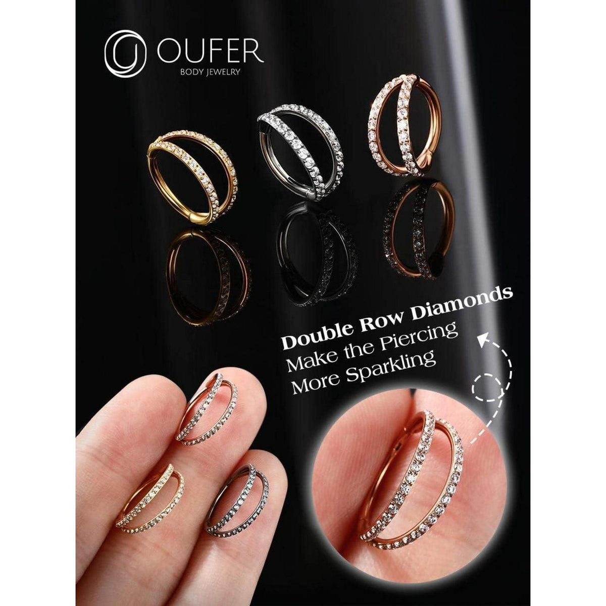 Helix Ring mit Zirkonia, 20G Rosegold, 10mm