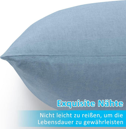2er Set Kissenbezug 50x50 cm Hellblau Baumwolle Reißverschluss SEO-optimal