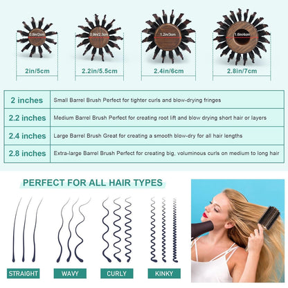 Professionelle Runde Haarbürste für Lockenstyling mit