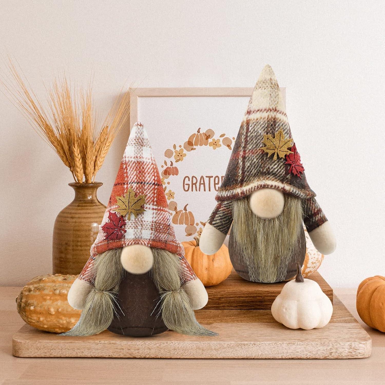 Herbstzwerge 2er Set Herbstdeko Figuren Dekoration Braun Rot
