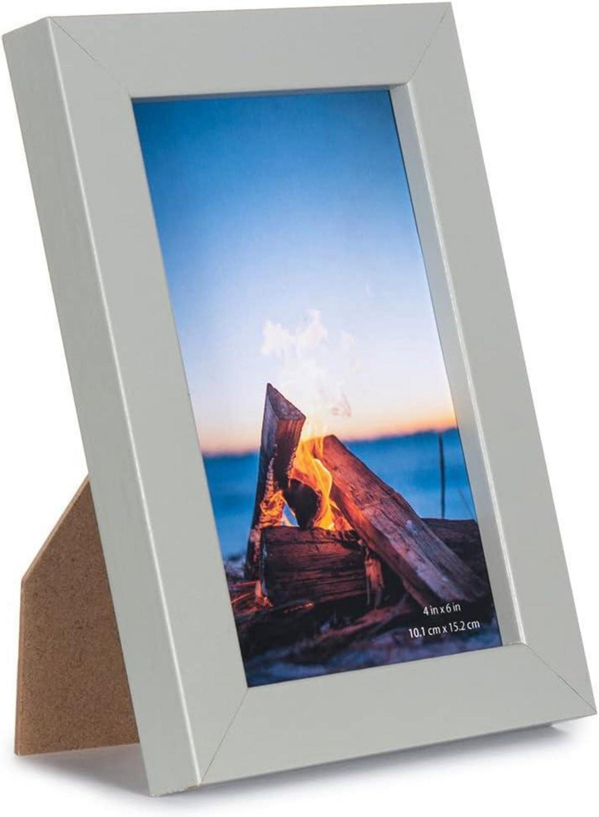 Bilderrahmen 4er Set Grau 10x15cm MDF Holz-Rahmen Acrylglas Zertifikat aufhängen aufstellen