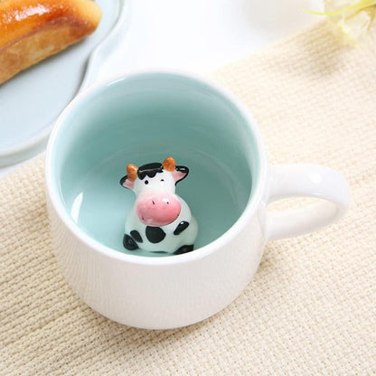 Süße Kuh Kaffeebecher aus Keramik, 3D Tier, Tee Geschenk
