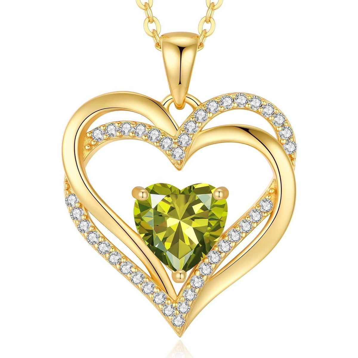 Damen Herzkette 925 Sterling Silber mit Geburtsstein - August