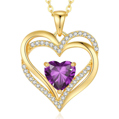 CDE Damen Herzkette 925 Sterling Silber mit Geburtsstein, vergoldet