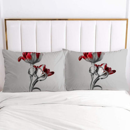 Vintage Blumen Bettwäsche Set 135x200 cm, Grau