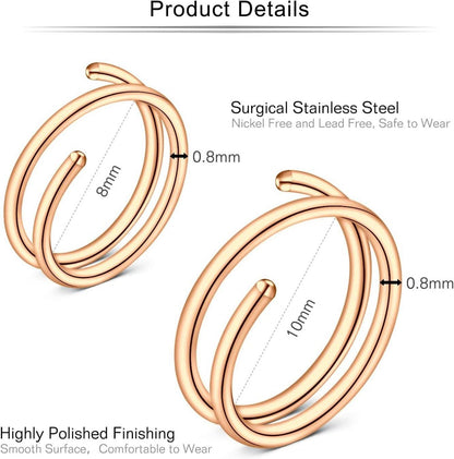 Mayhoop 20G Nasenpiercing Fake Silber Rosegold 8mm 4er Pack