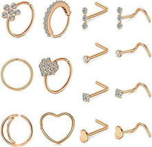 Nasenring Piercing Set Chirurgenstahl Strass Spirale 30Stk