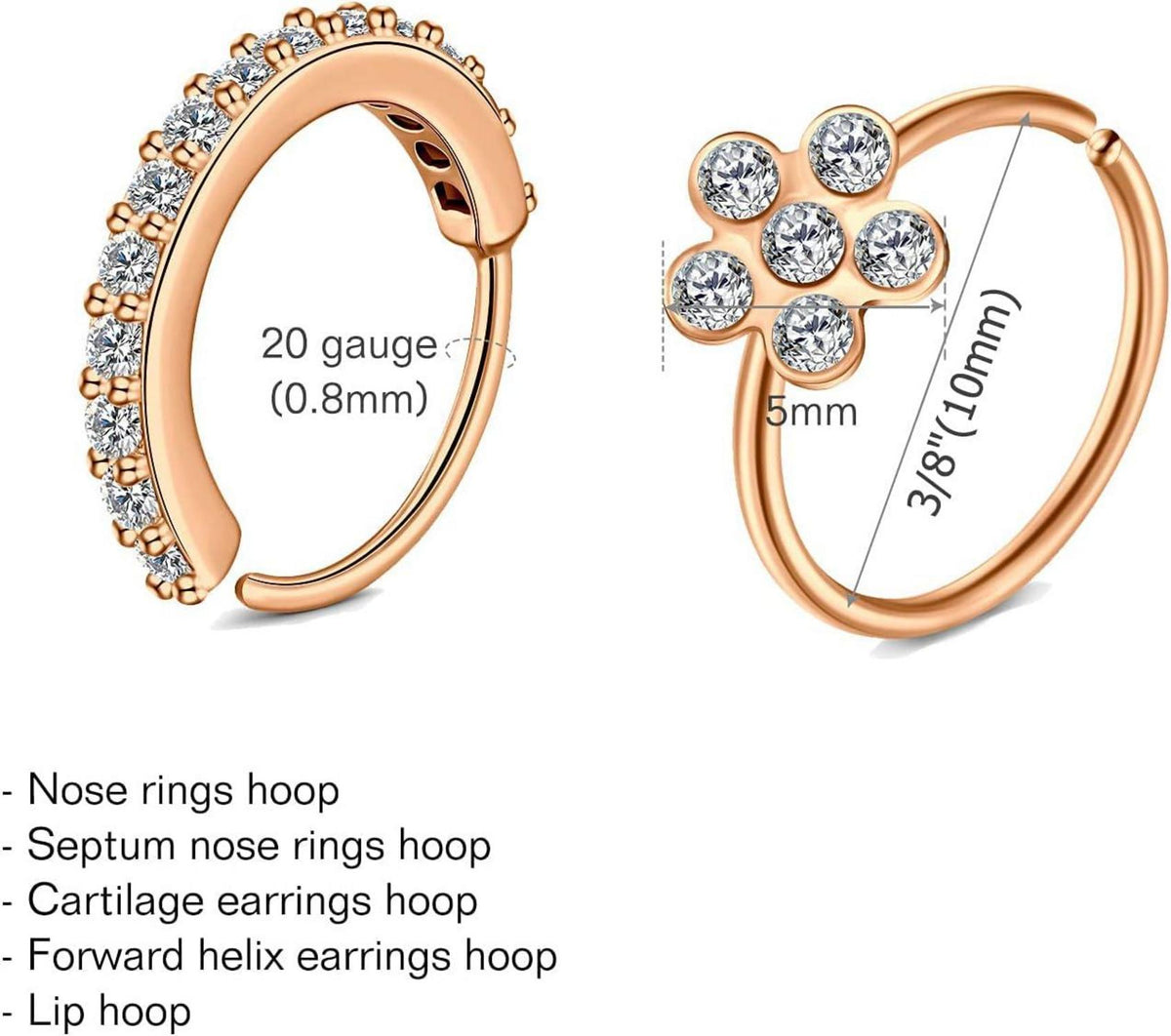Nasenring Set 20G Chirurgenstahl L Förmig Nasenstecker