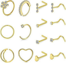 Nasenring Nasenpiercing Set Chirurgenstahl 20G 30Stk Gold Rosegold