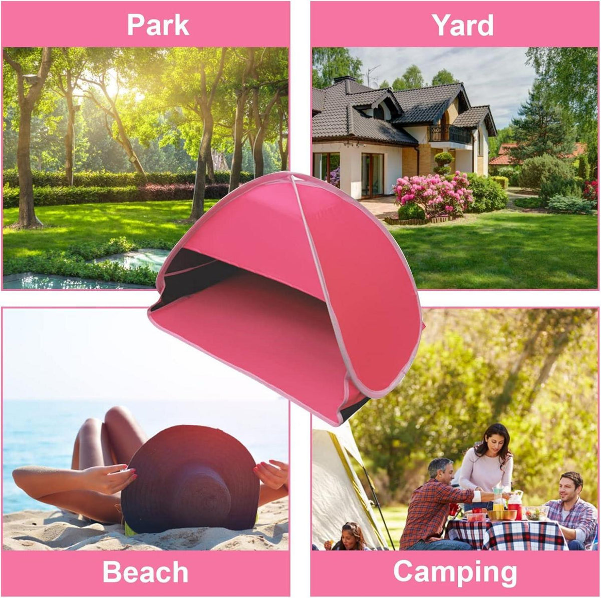 Pop-Up Strand-Sonnenzelt Mini in Rosenrot für Anti-UV Camping 80x50x55cm