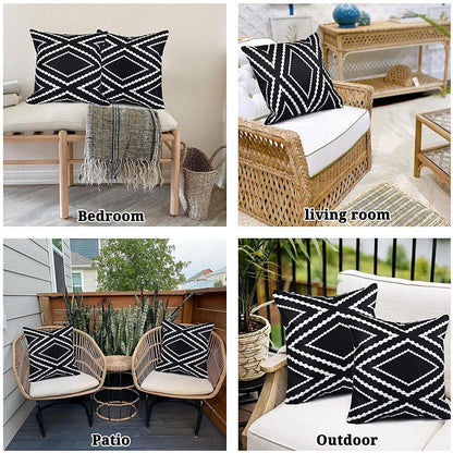 2er Set Outdoor Kissen 45x45 cm wasserdicht Schwarz