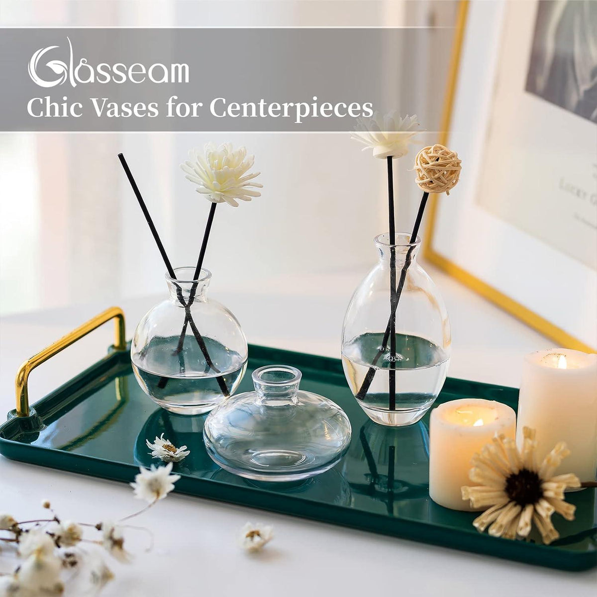 Kleine Vintage Glasvasen Set Klar Blumen Deko 3 Stück/Satz