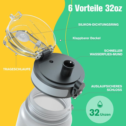 Sahara Sailor Trinkflasche Sport BPA-frei Tritan 1000ml Grau Neblig