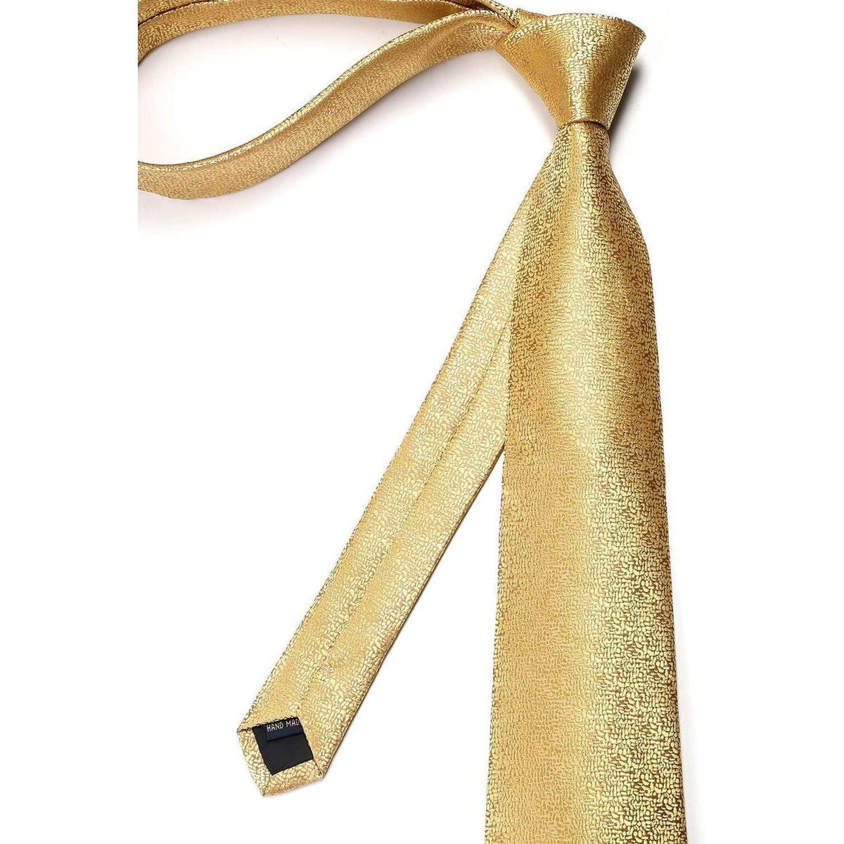 Herren Krawatten Set Paisley mit Einstecktuch & Manschettenknöpfen Gold