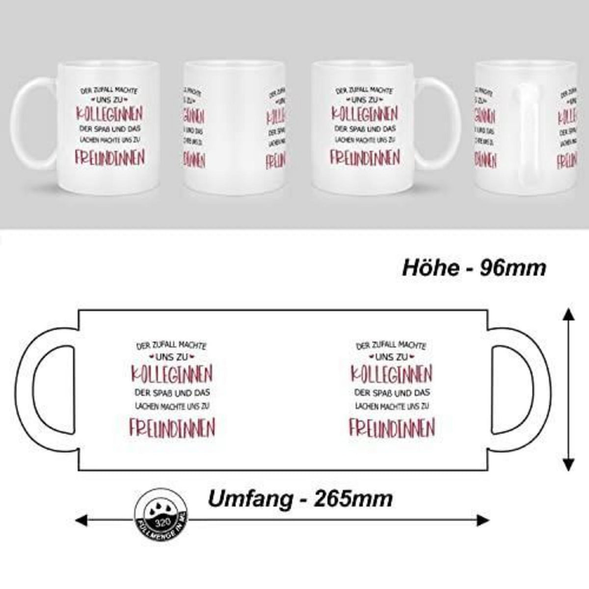 Abschiedsgeschenk Kollegin – Tasse mit Spruch – 320ml Keramik