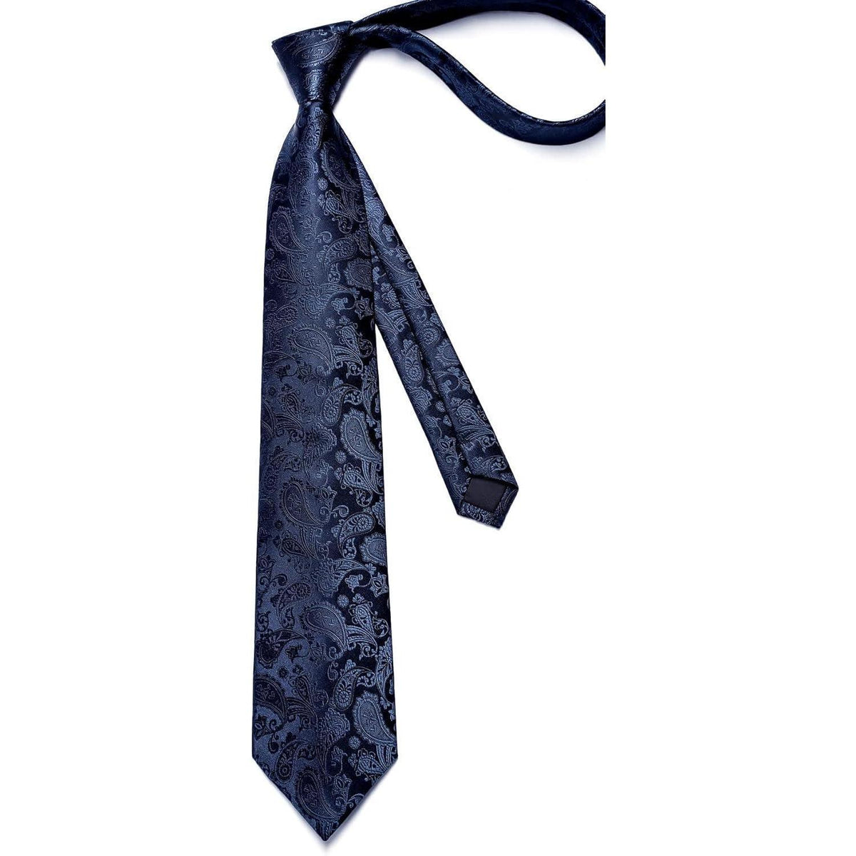 Herren Krawatten Set mit Einstecktuch, Krawattenklammer & Manschettenknöpfen - Marineblau