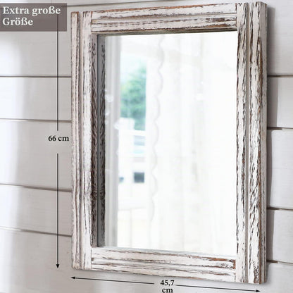 Rustikaler Wandspiegel Holz 65x45 cm – Bauernhaus Deko Spiegel