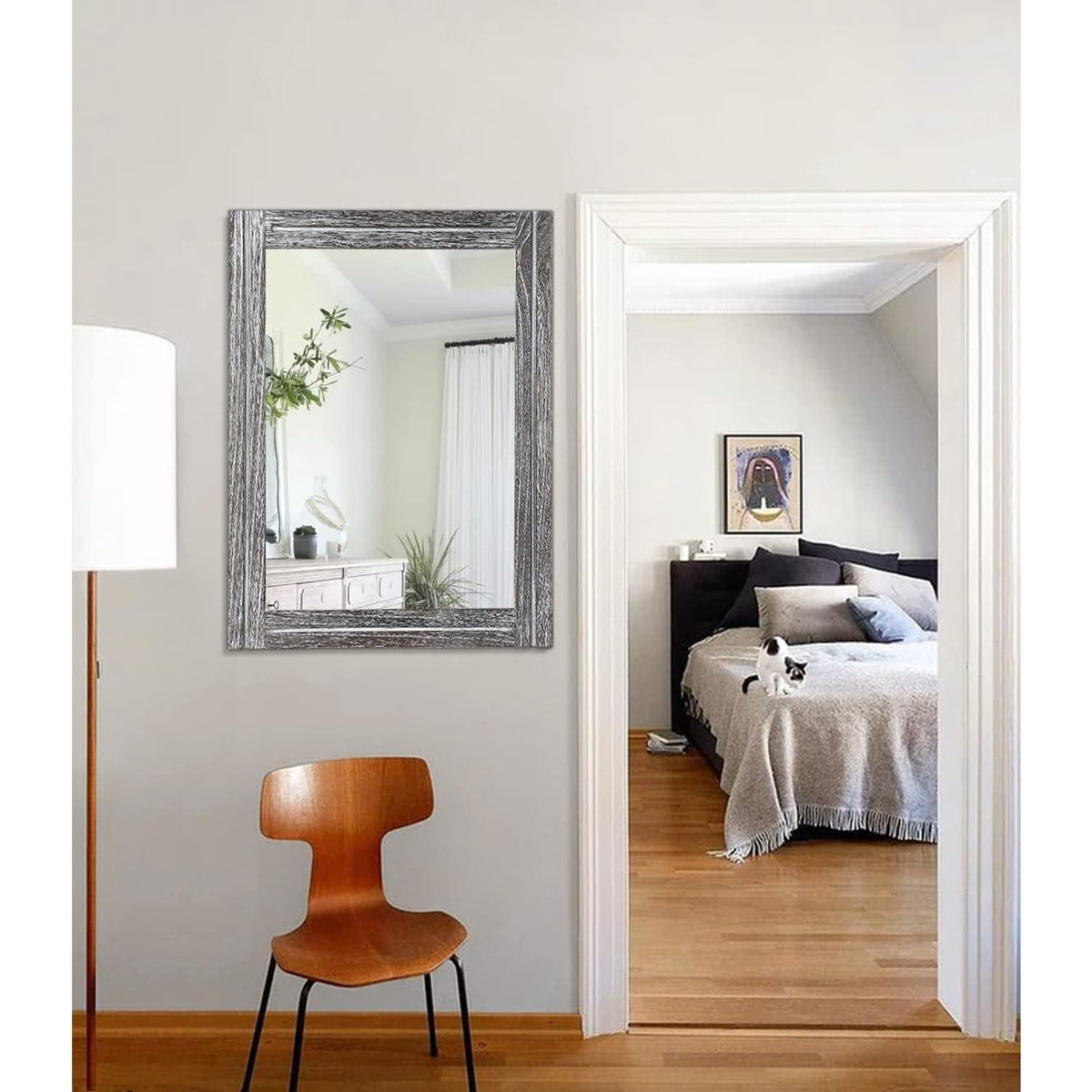 Rustikaler Wandspiegel Holzrahmen 65x45 cm – Landhausstil