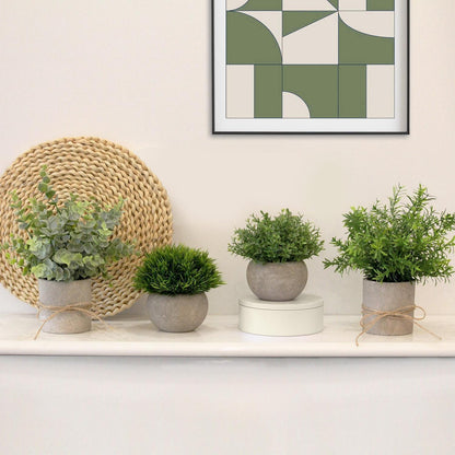 4er Set Künstliche Eukalyptus Pflanzen Deko Mini Kunstpflanzen