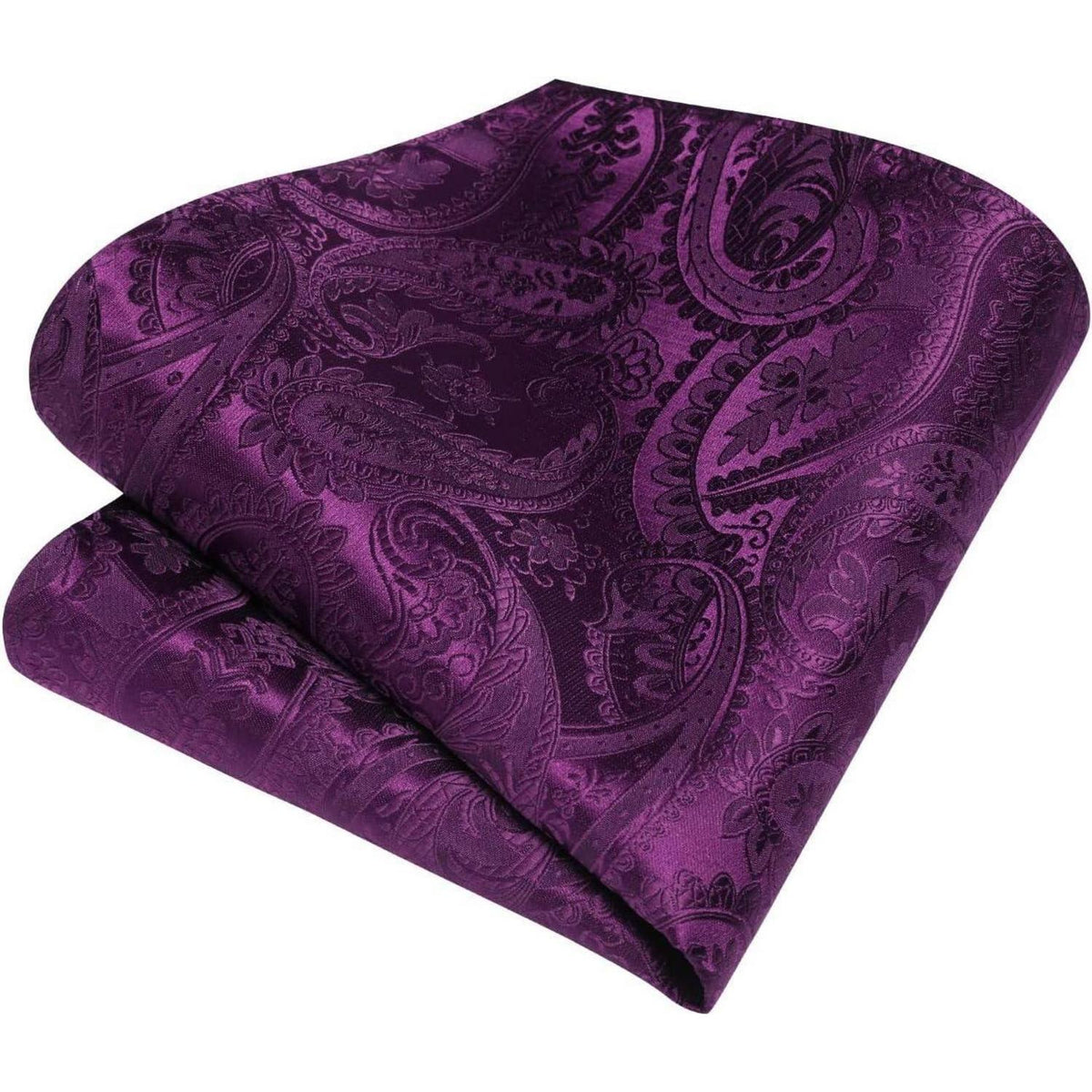 Herren Krawatten-Set mit Einstecktuch und Krawattennadel - Lila Paisley