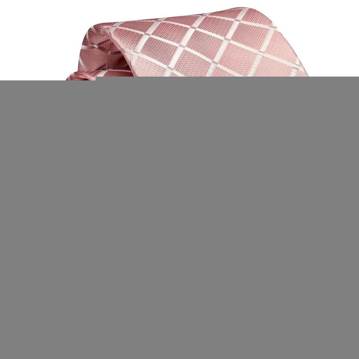 Herren Krawatten-Set mit Einstecktuch & Krawattennadel – Rosa Kariert