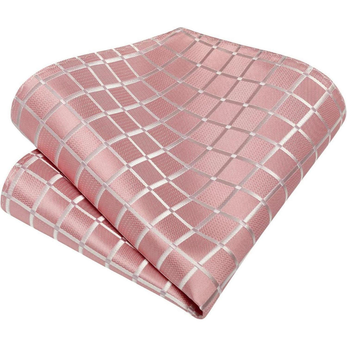 Herren Krawatten-Set mit Einstecktuch & Krawattennadel – Rosa Kariert