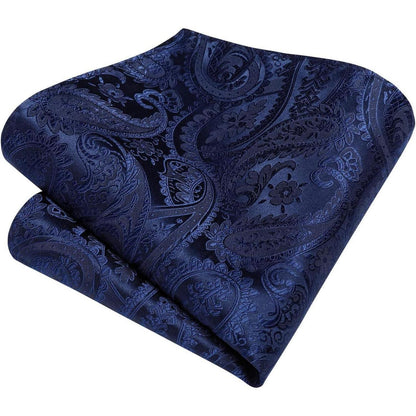 Herren Krawatten-Set mit Einstecktuch und Krawattennadel – Marine Paisley