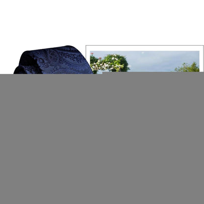 Herren Krawatten-Set mit Einstecktuch und Krawattennadel – Marine Paisley