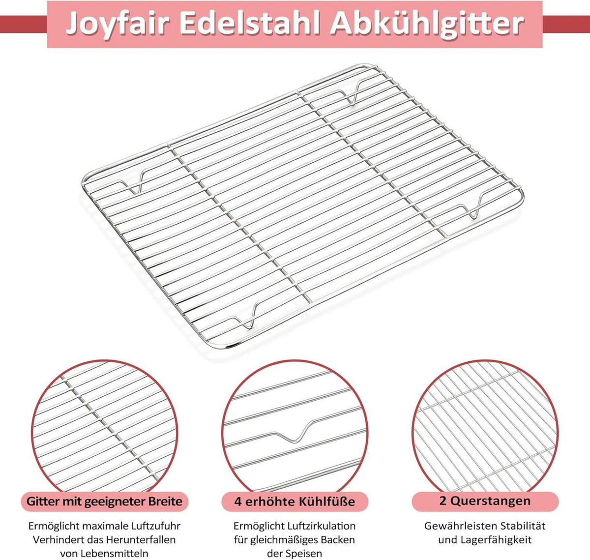 Backblech mit Abkühlgitter Edelstahl Groß Backform Kuchengitter Set