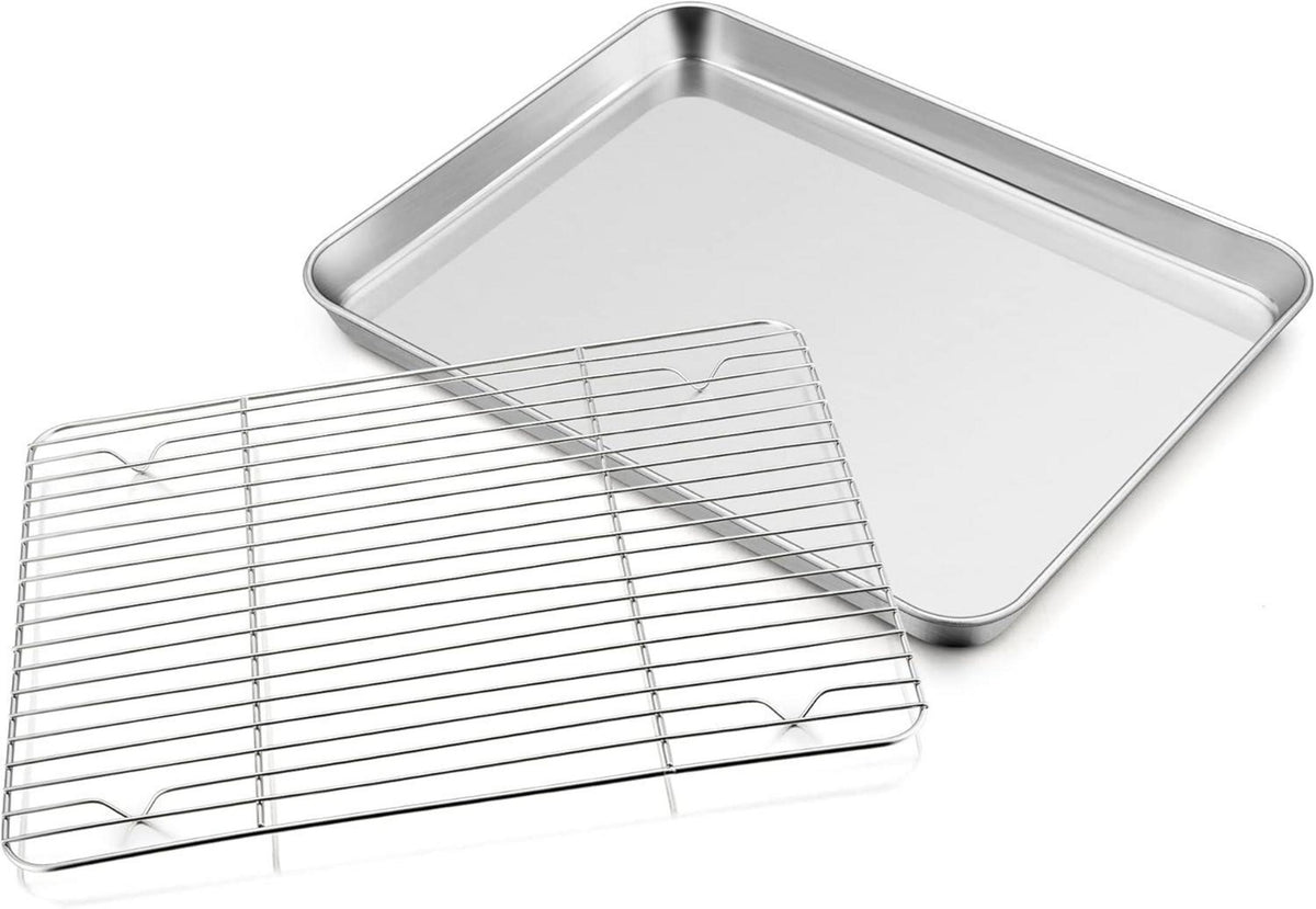 Backblech mit Abkühlgitter Edelstahl Set 31.6x24.5x2.5cm
