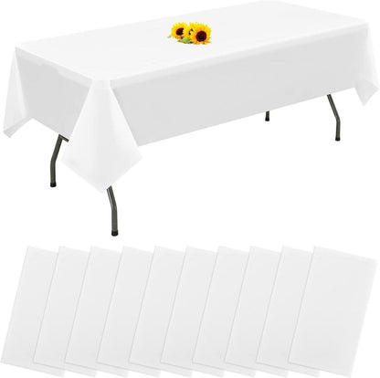 10er Packung Weiße Einweg-Tischdecken 137x274cm Premium PEVA-Schutz