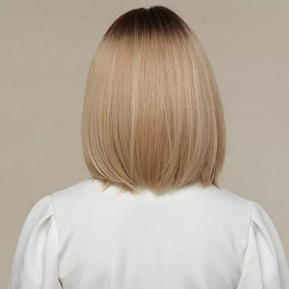 Gerade Bob Perücke mit Pony – Braun Ombre Blond