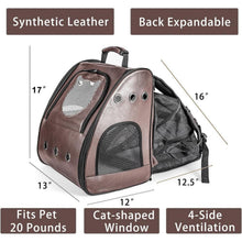 Katzenrucksack Groß, Flugzeuggeeignet, Braun in Lederoptik