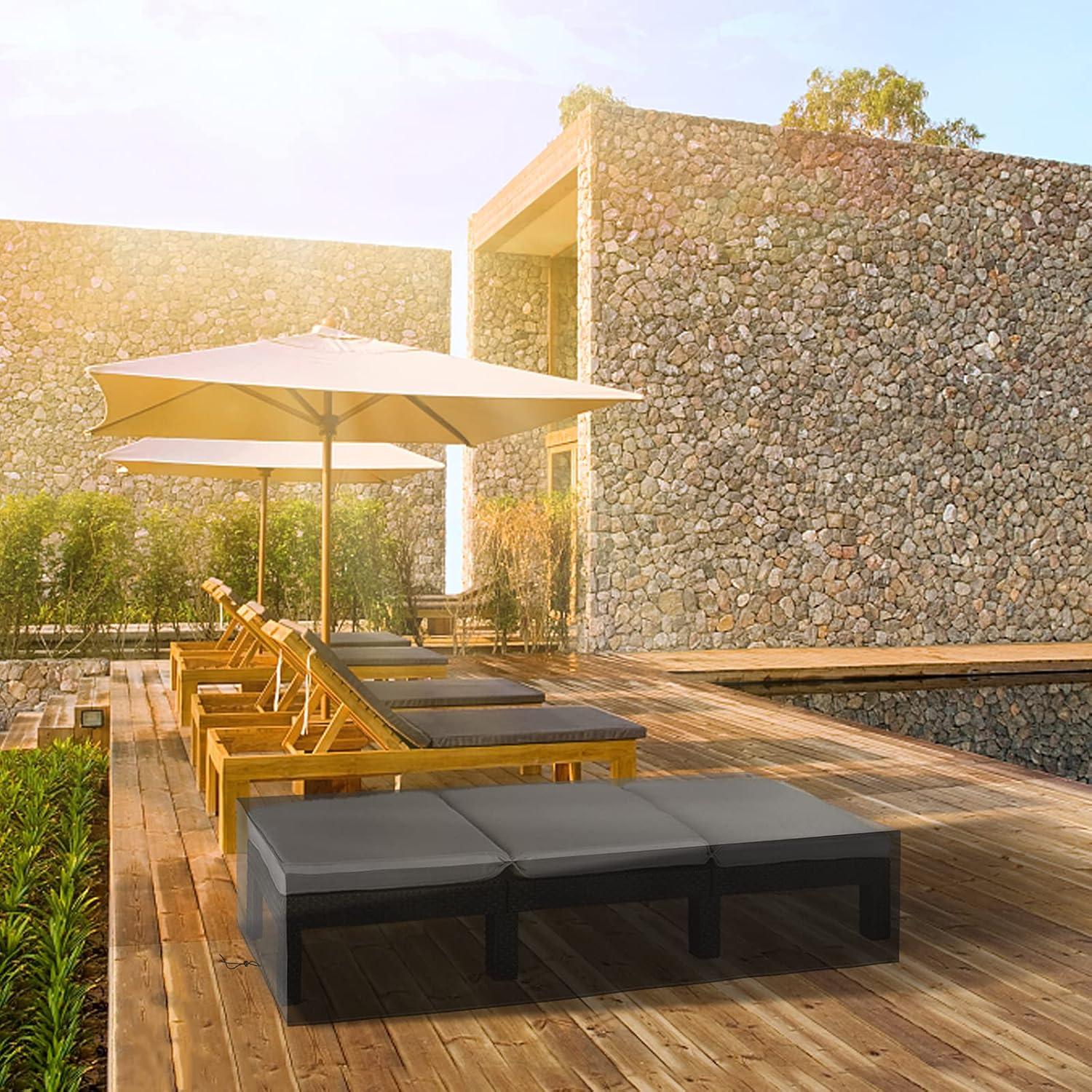 BONNA 2 Stück Gartenliege Abdeckung 200 x 68 x 30cm - Schwarz UV Schutz wasserdicht & strapazierfähig