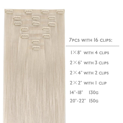 Echthaar Clip-In Extensions Platinblond 50cm - Remy Haarverlängerung