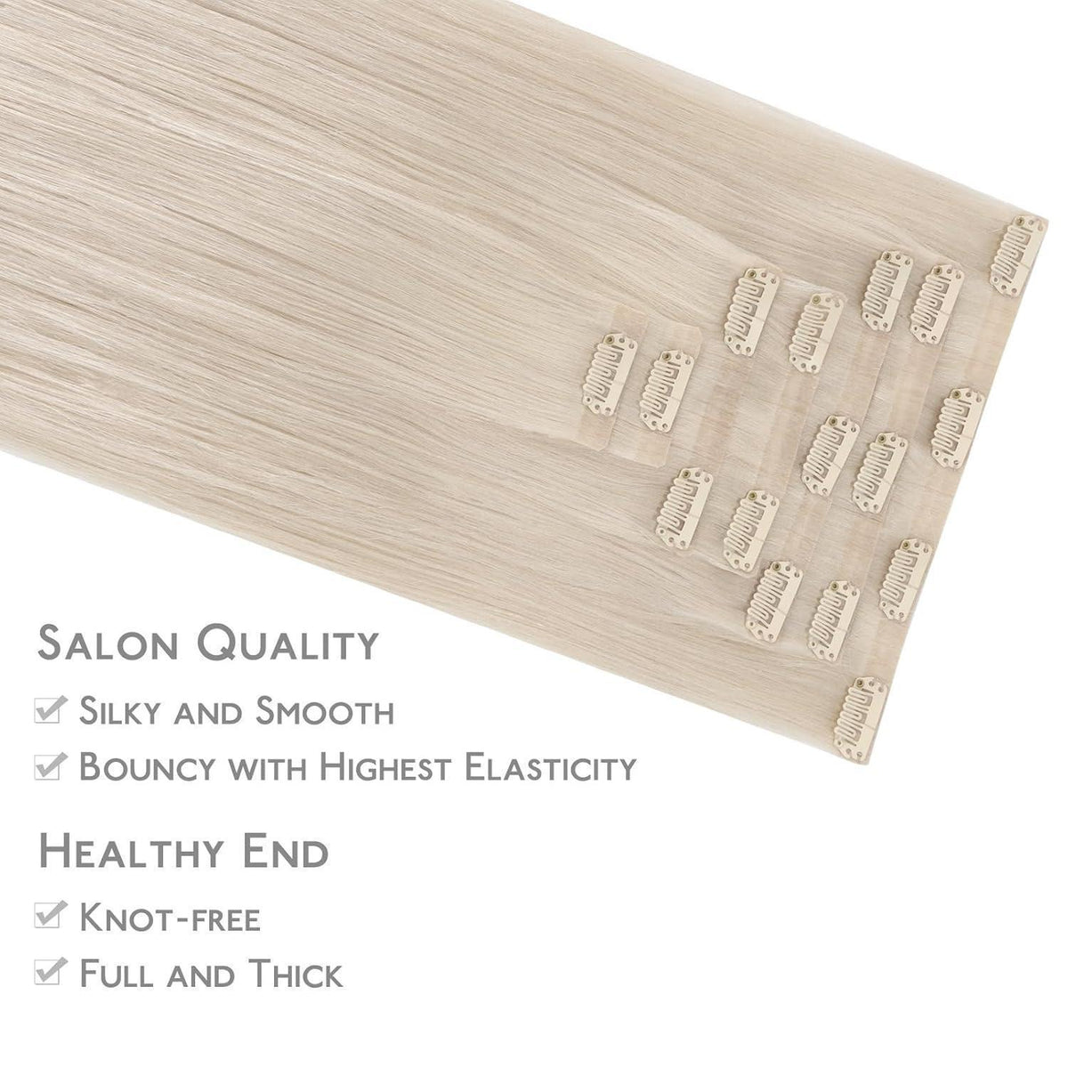 Echthaar Clip-In Extensions Platinblond 50cm - Remy Haarverlängerung