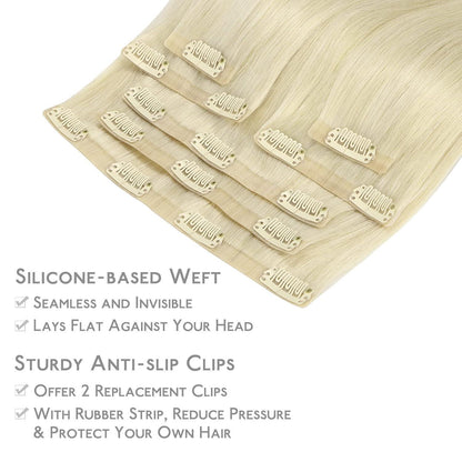 Echthaar Clip-In Extensions 45cm Bleichblond (130g)