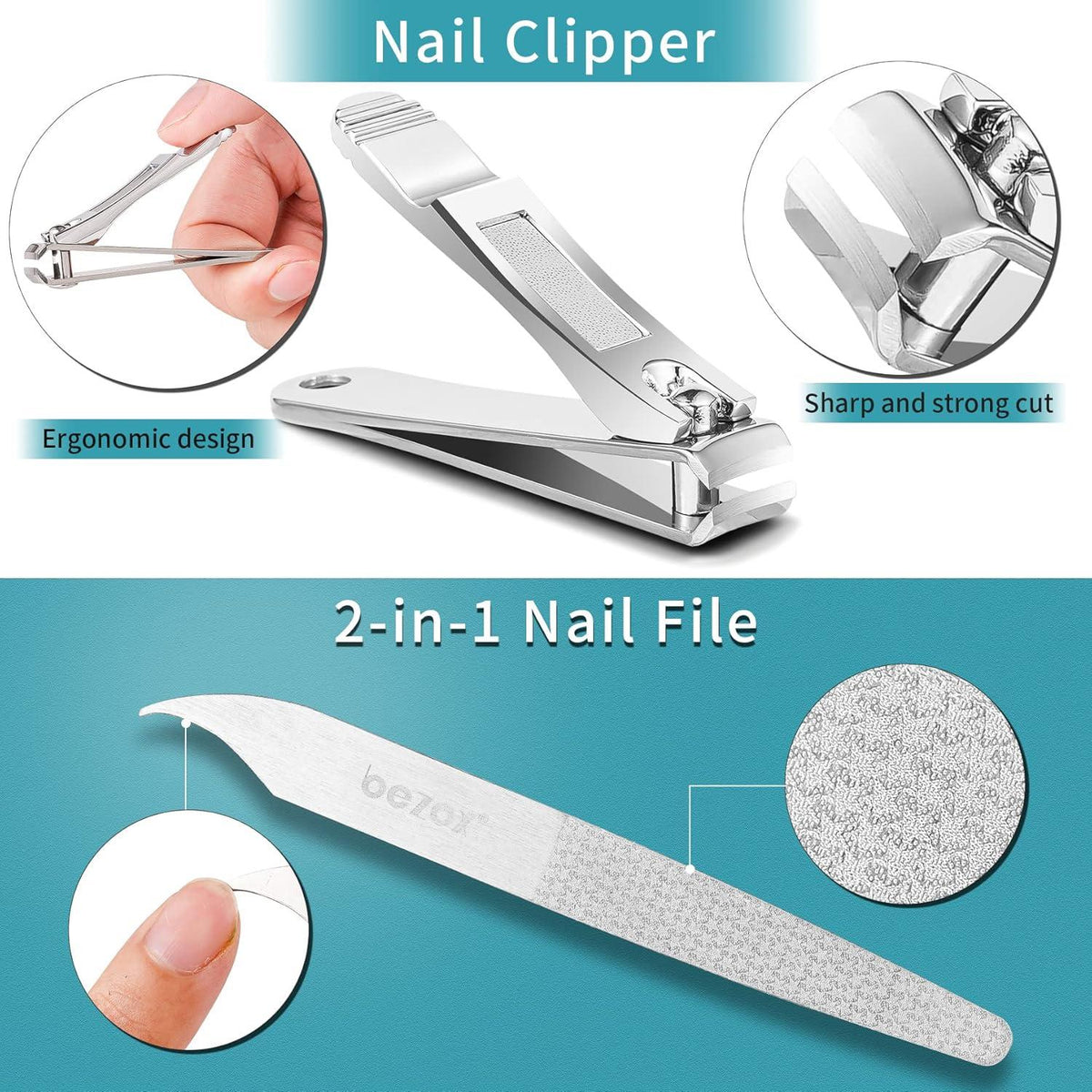 Maniküre Set 5-teilig Nagelzange Nagelknipser Tools Kit Edelstahl Profi Hautzangen