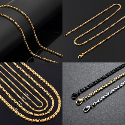 Herren Damen Edelstahl Box Kette 2-5mm, 45-80cm