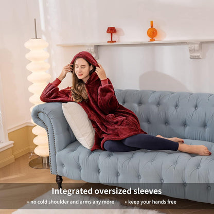 Aisbo Hoodie Decke mit Ärmeln und Kapuze in Rot