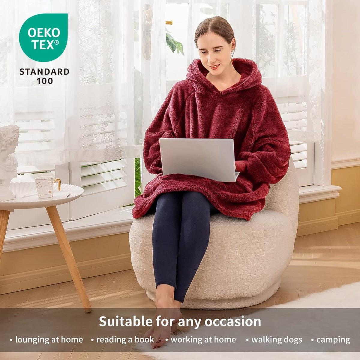 Hoodie Decke mit Ärmeln und Kapuze Erwachsene - Kuscheldecke Wearable